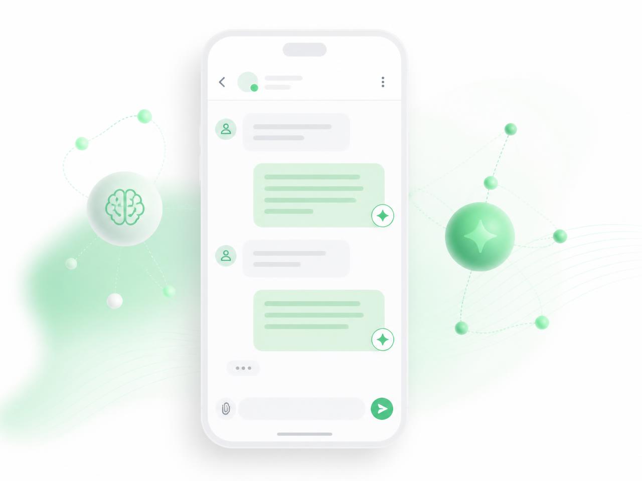 Celular exibindo conversa de atendimento automático com Inteligência Artificial
